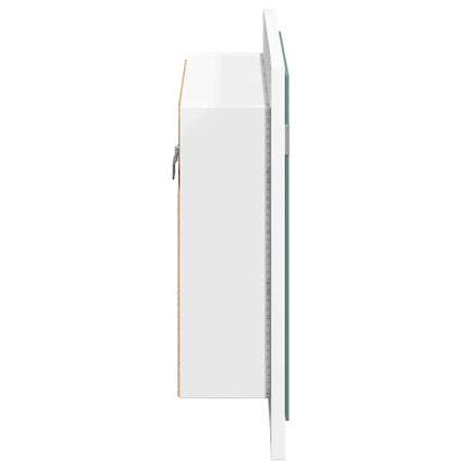 badeværelsesskab m. spejl og LED-lys 60x12x45 cm akryl hvid