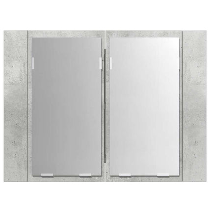 badeværelsesskab m. spejl og LED-lys 60x12x45 cm akryl betongrå