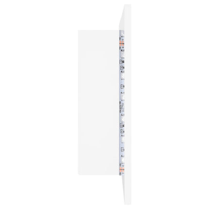 badeværelsesskab m. spejl og LED-lys 80x12x45 cm akryl hvid