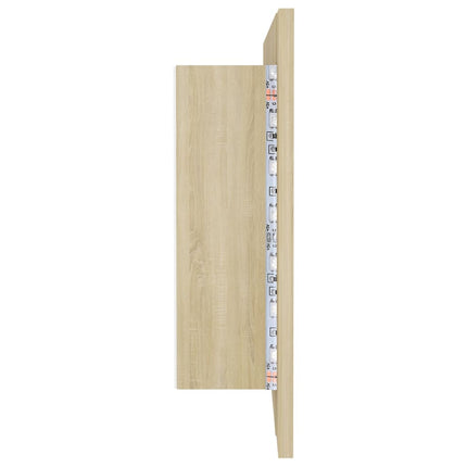badeværelsesskab m. spejl og LED-lys 100x12x45 akryl sonoma-eg