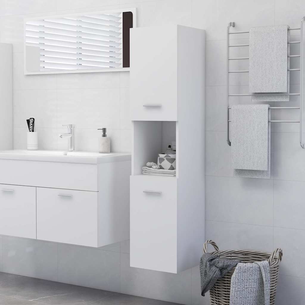 vidaXL badeværelsesskab 30x30x130 cm konstrueret træ hvid
