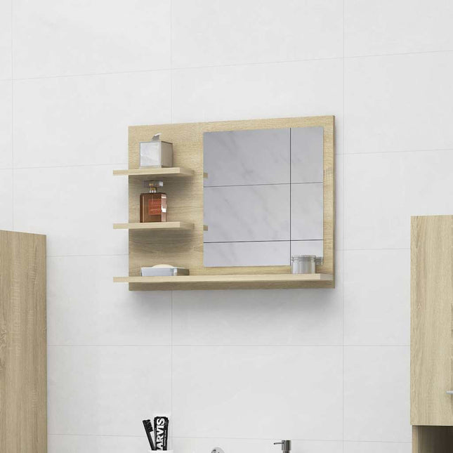 badeværelsesspejl 60x10,5x45 cm konstrueret træ sonoma-eg