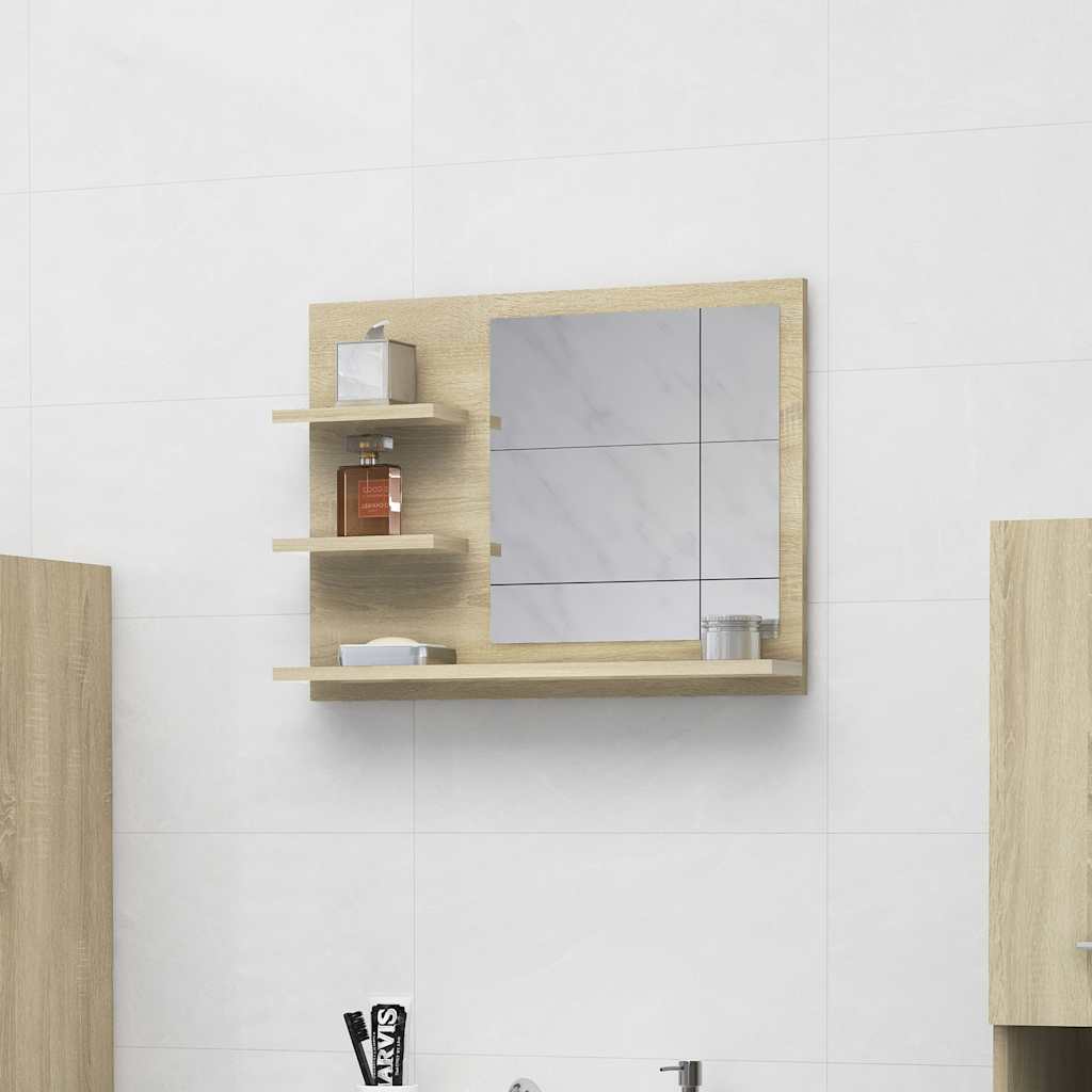 vidaXL badeværelsesspejl 60x10,5x45 cm konstrueret træ sonoma-eg