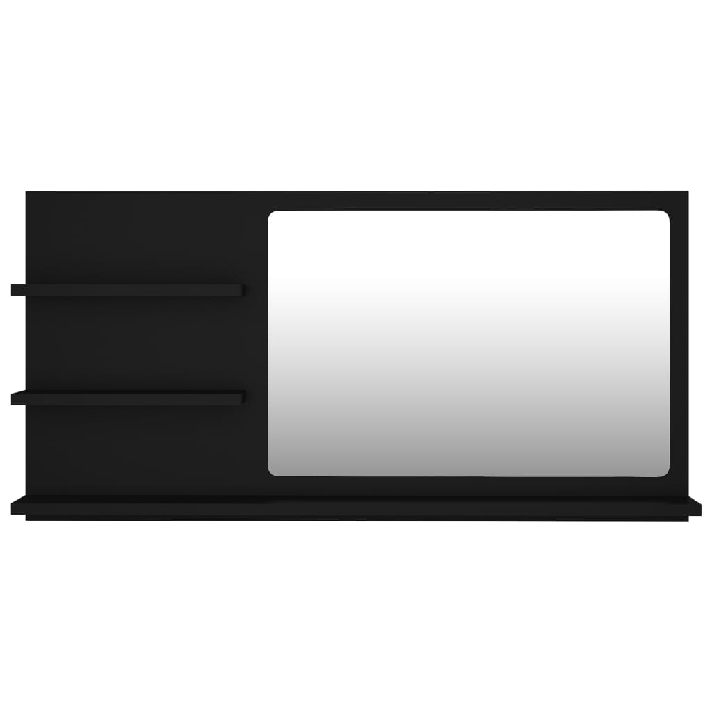 badeværelsesspejl 90x10,5x45 cm konstrueret træ sort