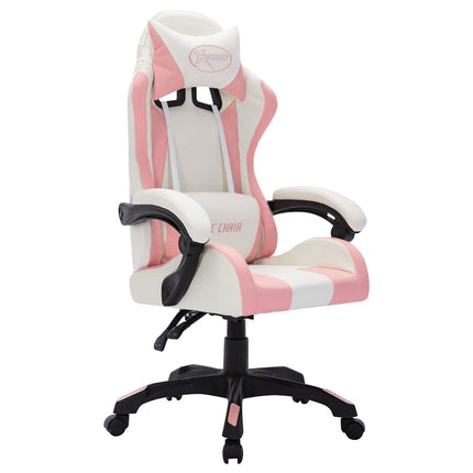 gamingstol med LED-lys RGB-farver kunstlæder pink og sort