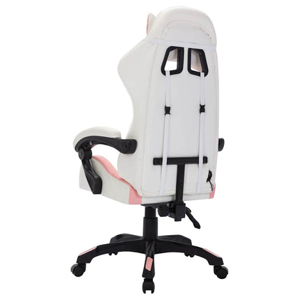 gamingstol med LED-lys RGB-farver kunstlæder pink og sort