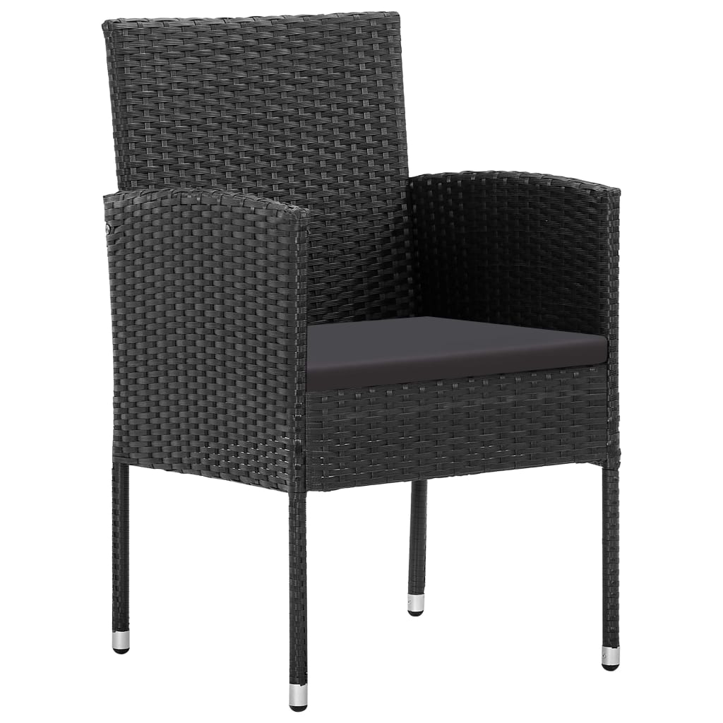 spisebordssæt til haven 5 dele polyrattan sort