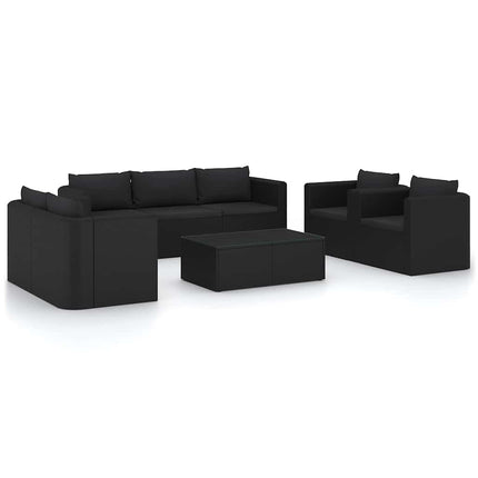 loungesæt til haven 9 dele med hynder polyrattan sort