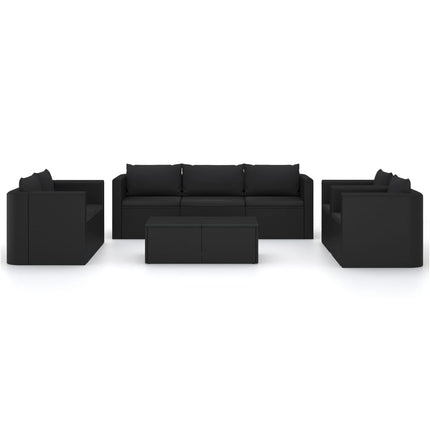 loungesæt til haven 9 dele med hynder polyrattan sort