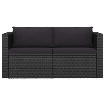 loungesæt til haven 9 dele med hynder polyrattan sort