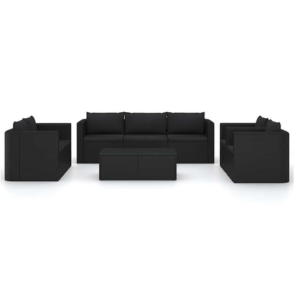 loungesæt til haven 9 dele med hynder polyrattan sort