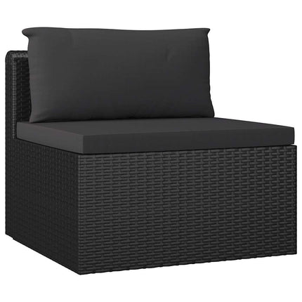 loungesæt til haven 9 dele med hynder polyrattan sort