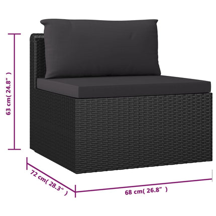loungesæt til haven 9 dele med hynder polyrattan sort