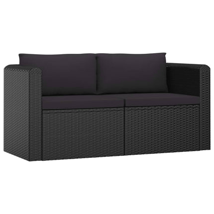 loungesæt til haven 7 dele med hynder polyrattan sort