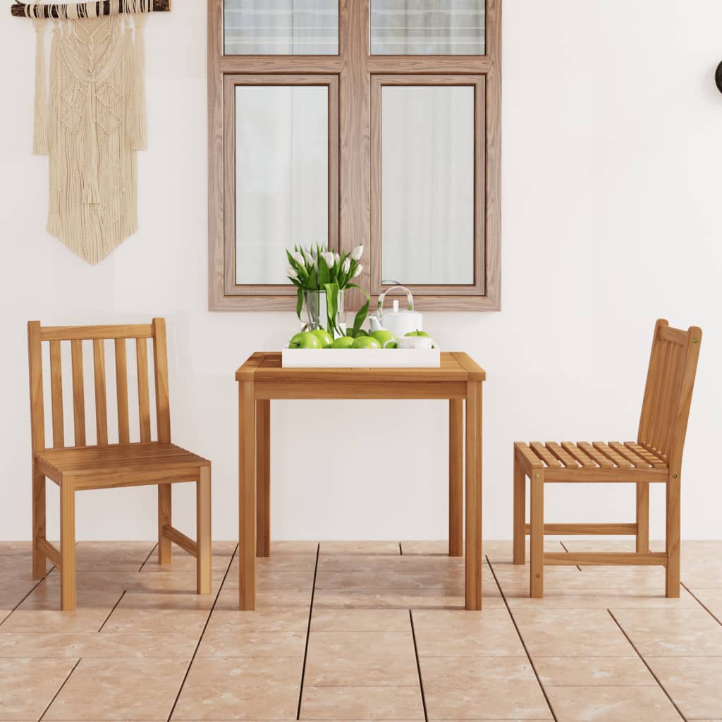 havespisesæt 3 dele 80x80 cm massivt teaktræ