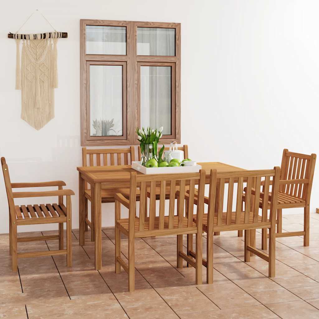 Spisebordssæt Til Haven 5 Dele Massivt Teaktræ - 6x lænestol bord