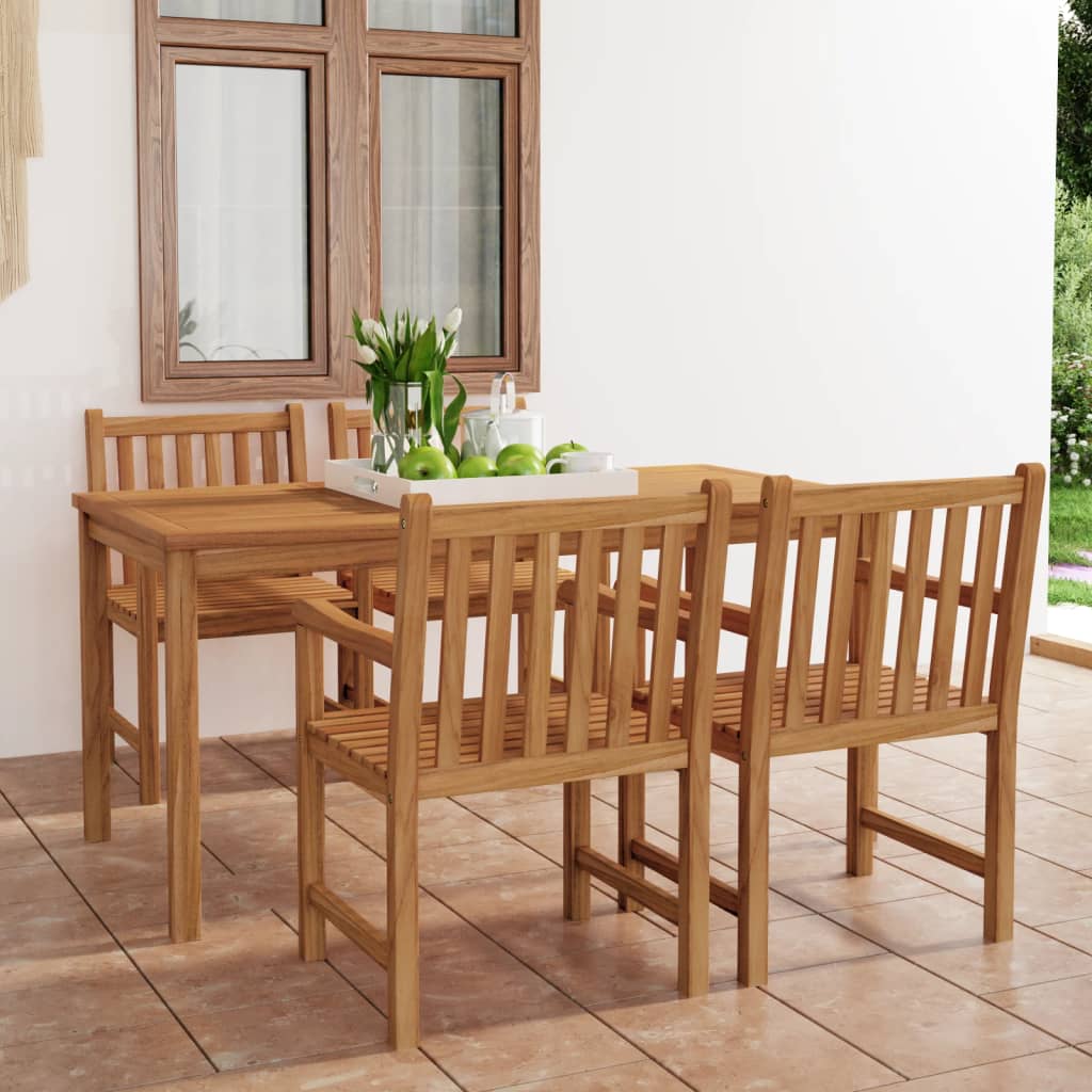 5-delt havespisesæt 180x90 cm massivt teaktræ
