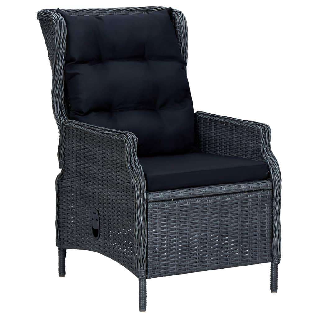 loungesæt til haven 3 dele med hynder polyrattan sort