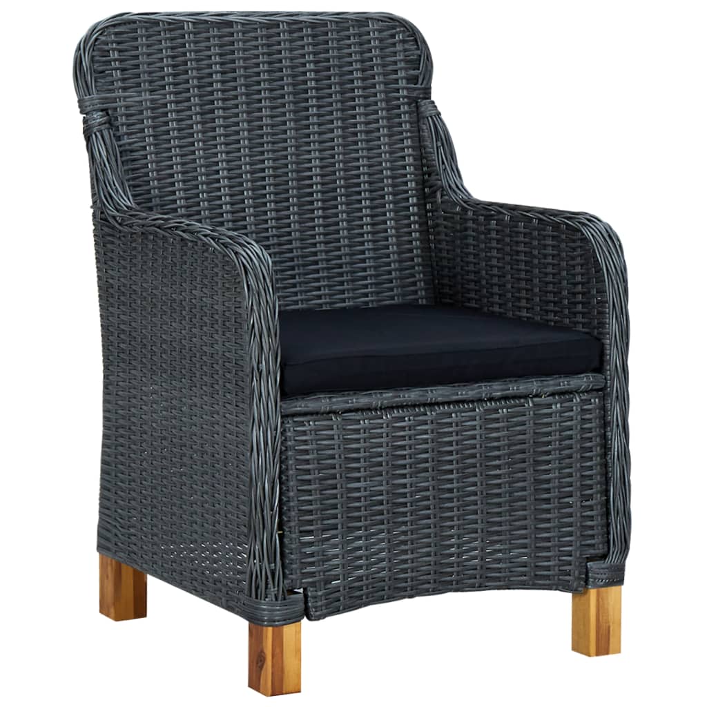 loungesæt til haven 3 dele med hynder polyrattan mørkegrå