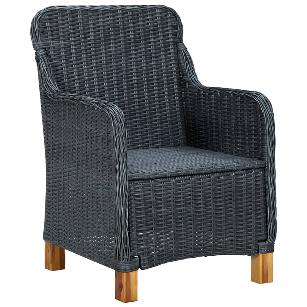 loungesæt til haven 3 dele med hynder polyrattan mørkegrå