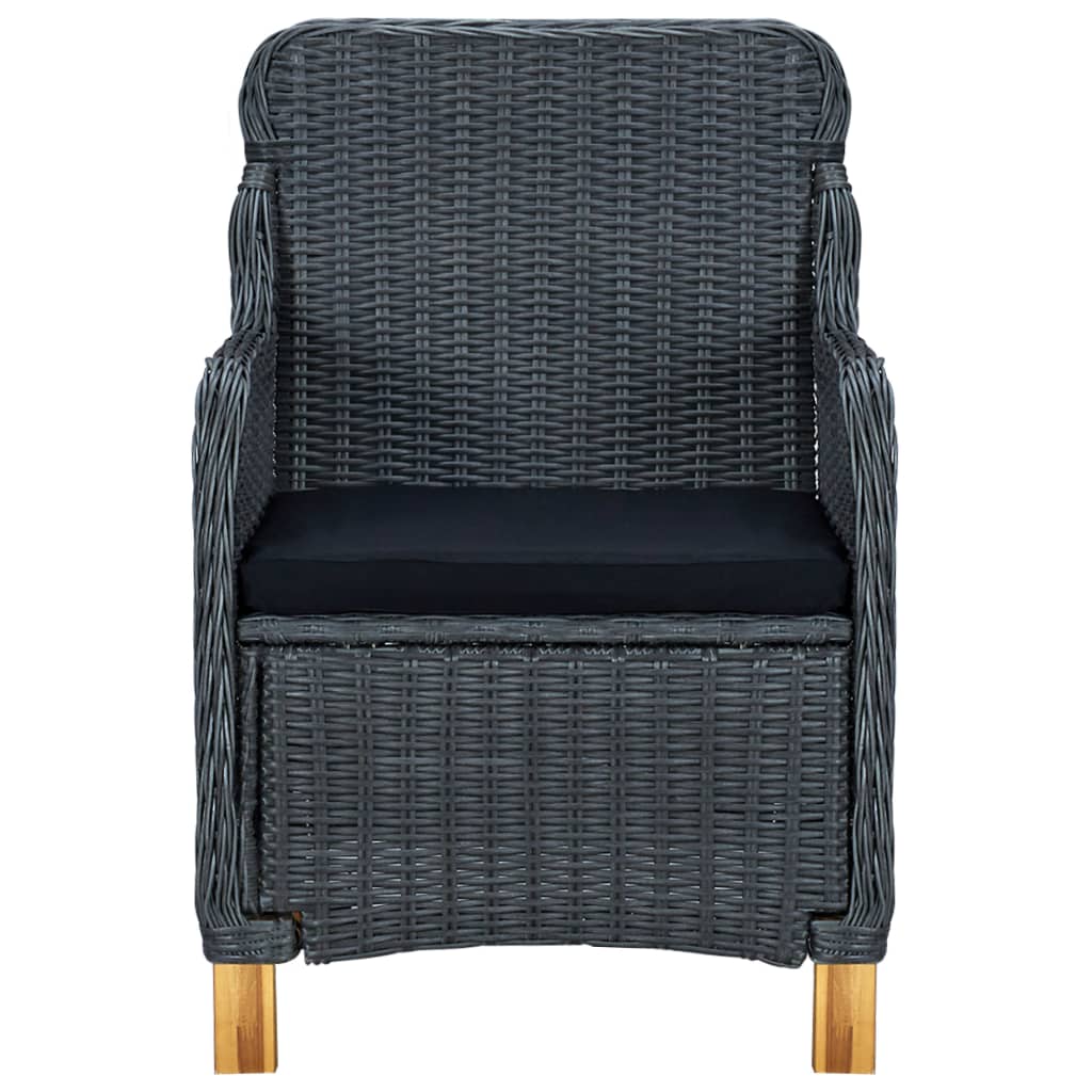 loungesæt til haven 3 dele med hynder polyrattan mørkegrå