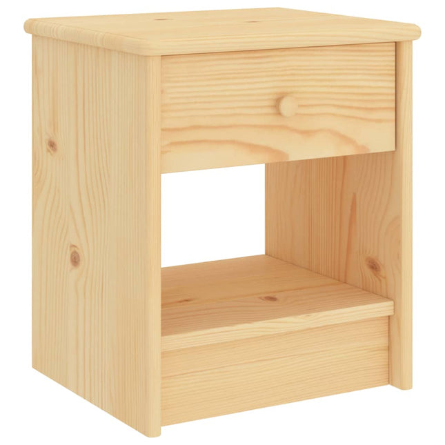 sengebord 35x30x40 cm massivt fyrretræ naturfarvet