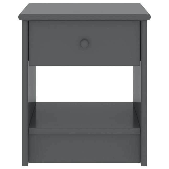 sengebord 35x30x40 cm massivt fyrretræ mørkegrå