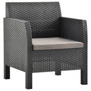 havestol med hynde antracit 63x65x76 cm PP rattan