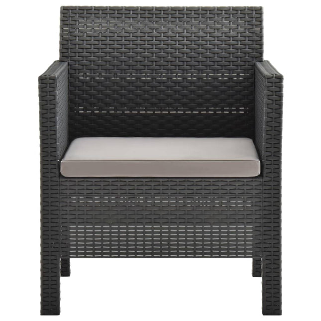 havestol med hynde antracit 63x65x76 cm PP rattan