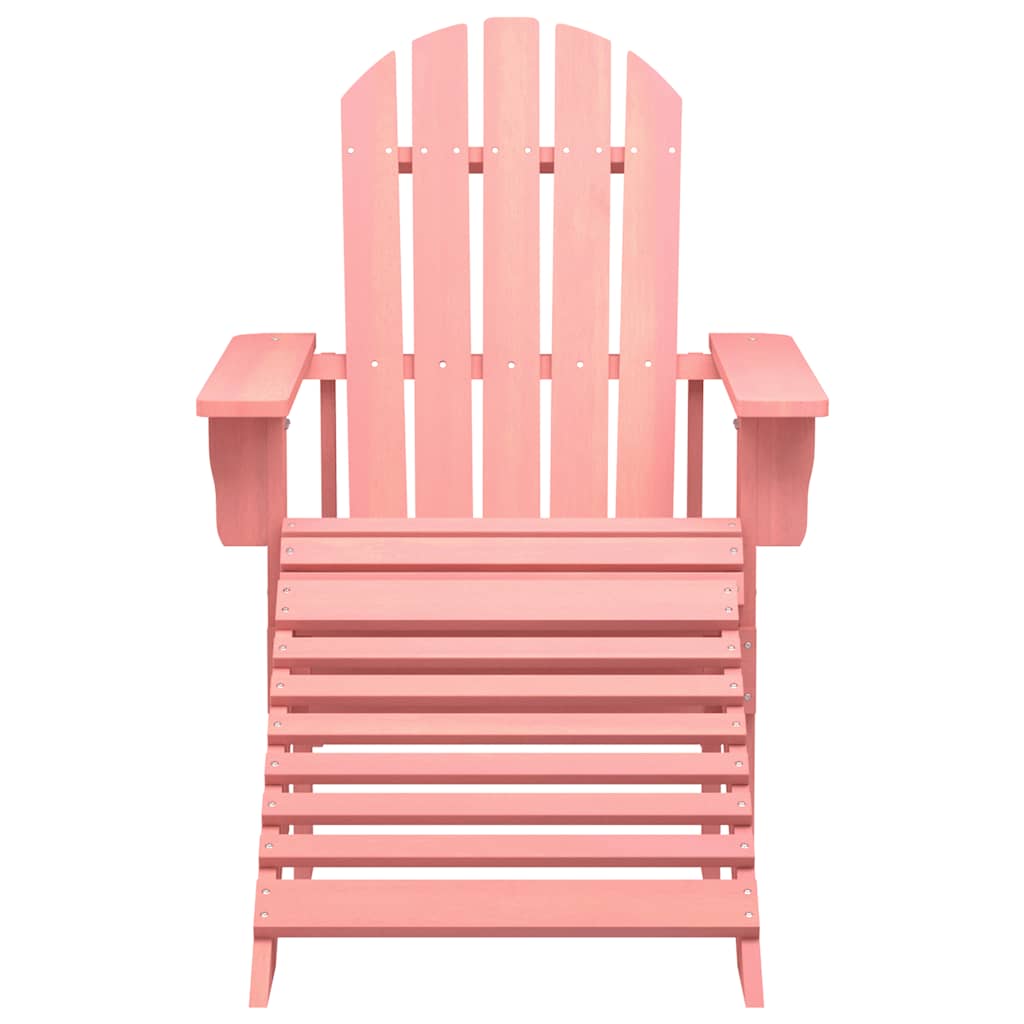 Adirondack-havestol med fodstøtte massivt grantræ lyserød