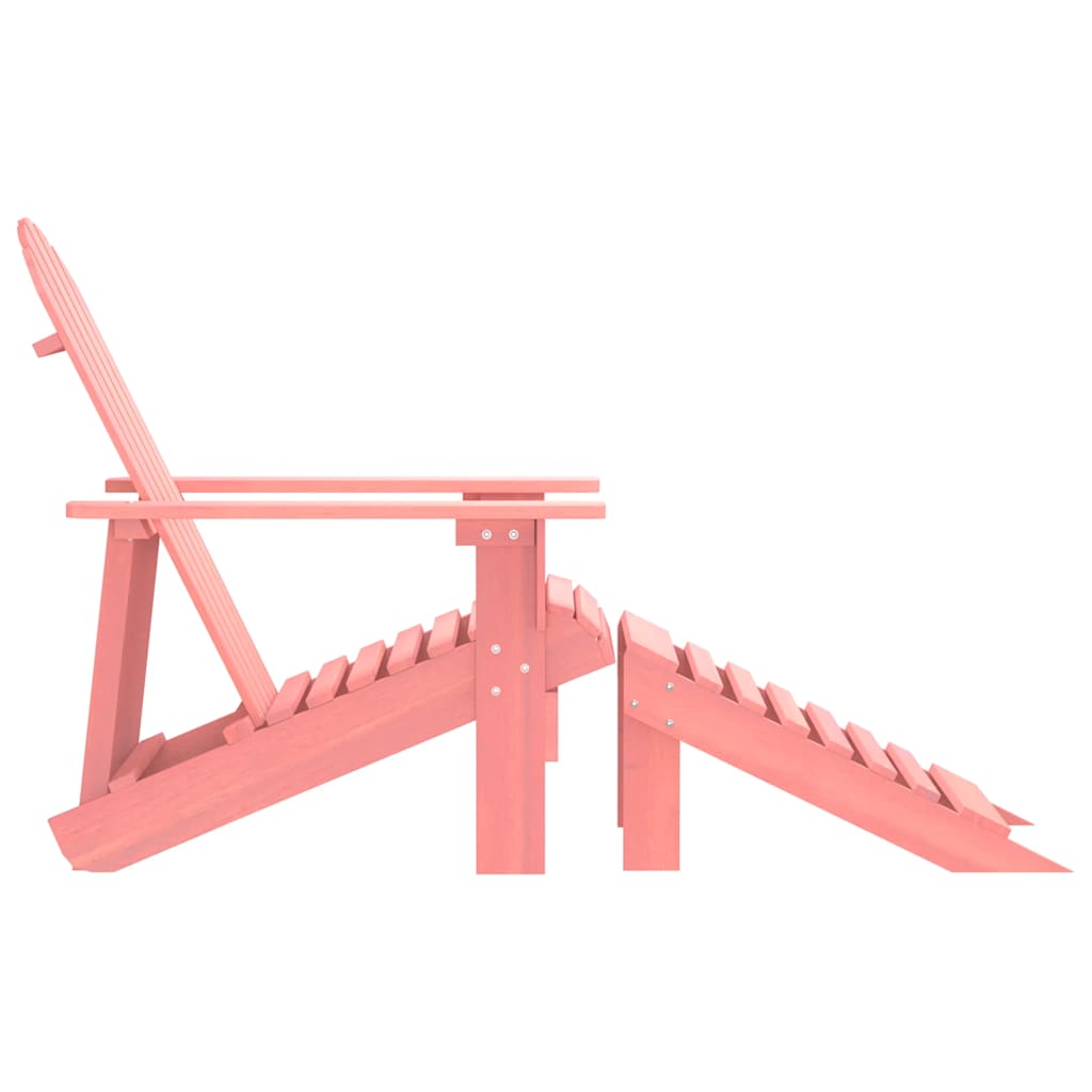 Adirondack-havestol med fodstøtte massivt grantræ lyserød