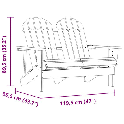 2-personers Adirondack-havestol massivt grantræ brun