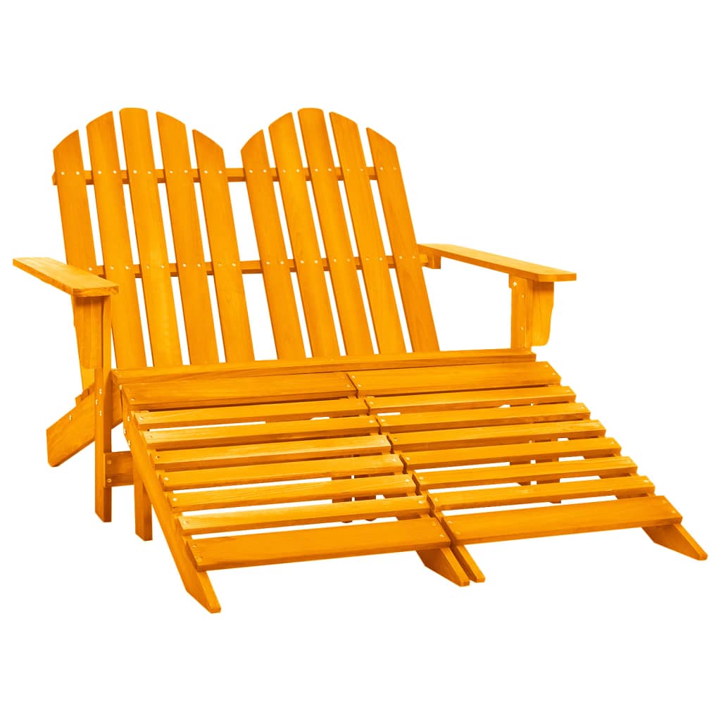 2-personers Adirondack-havestol med aftagelig fodstøtte i massivt grantræ - orange