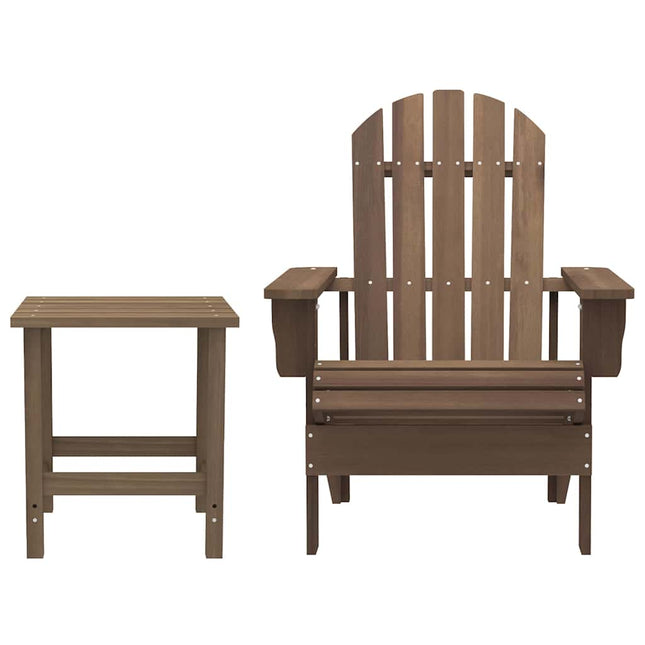 Adirondack-havestol med bord massivt grantræ brun