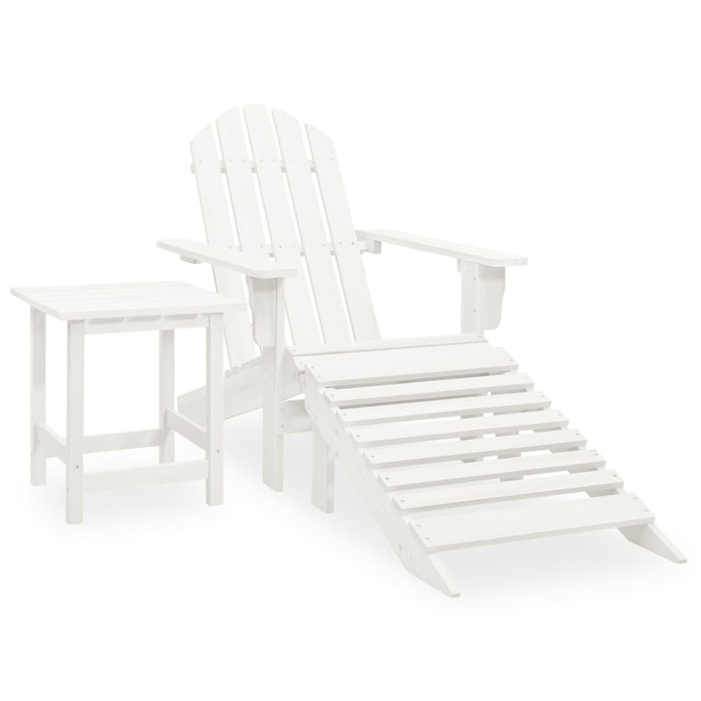 Adirondack-havestol med fodstøtte og sidebord - massivt grantræ, hvid