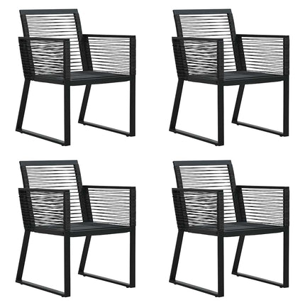 udendørs spisebordssæt 5 dele PVC-rattan sort