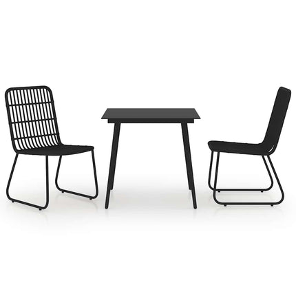 udendørs spisebordssæt 3 dele polyrattan og glas