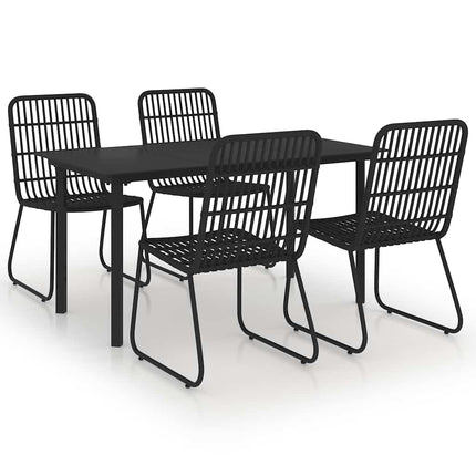 udendørs spisebordssæt 5 dele polyrattan og glas