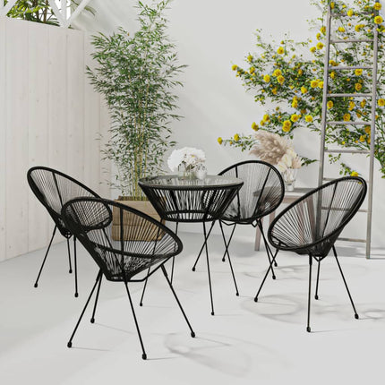 spisebordssæt til haven 5 dele PVC-rattan sort