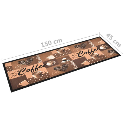 køkkenmåtte 45x150 cm vaskbar kaffetryk brun