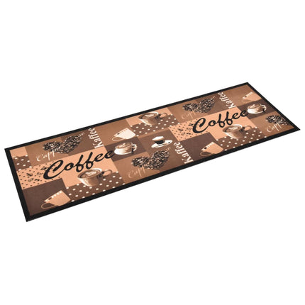 vaskbar køkkenmåtte 60x180 cm kaffetryk brun