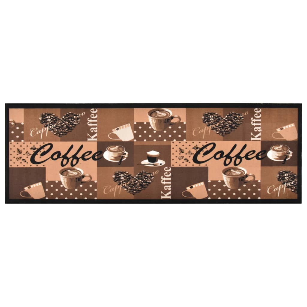 vaskbar køkkenmåtte 60x300 cm kaffedesign brun