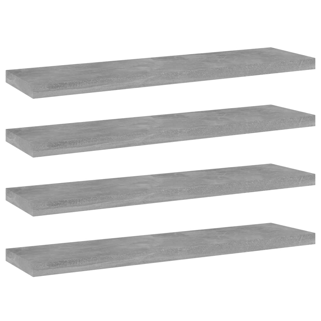 Boghylder 4 Stk. 40x10x1,5 Cm Konstrueret Træ Betongrå - Vidaxl