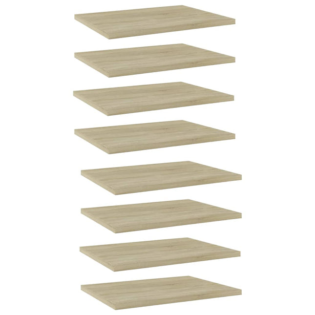 boghylder 8 stk. 40x30x1,5 cm konstrueret træ sonoma-eg