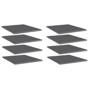 boghylder 8 stk. 40x50x1,5 cm konstrueret træ grå højglans