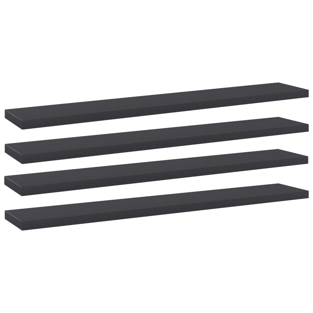 boghylder 4 stk. 60x10x1,5 cm konstrueret træ grå billede