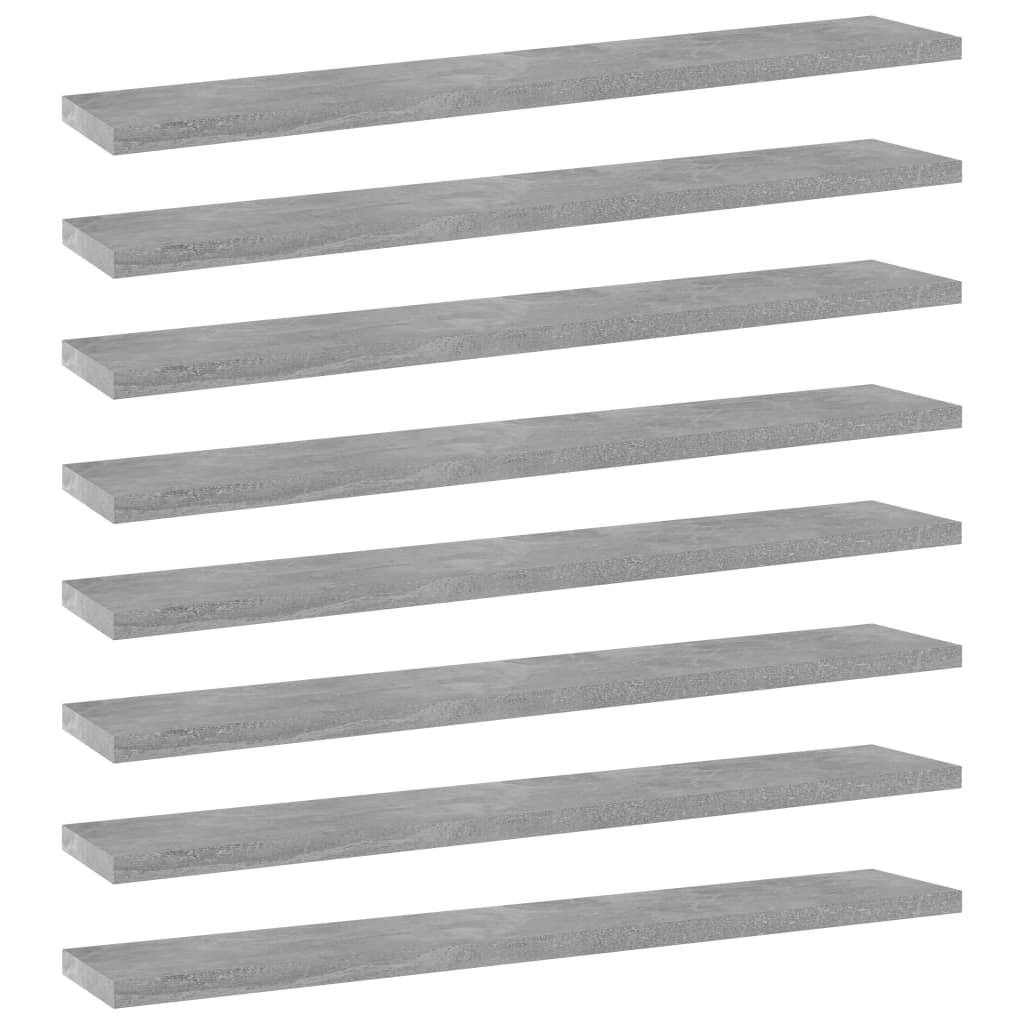 boghylder 8 stk. 60x10x1,5 cm konstrueret træ betongrå