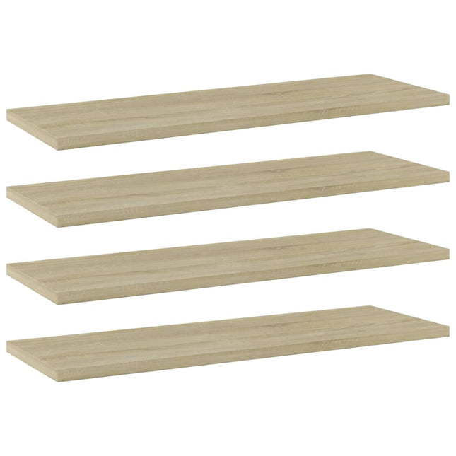 boghylder 4 stk. 60x20x1,5 cm konstrueret træ sonoma-eg