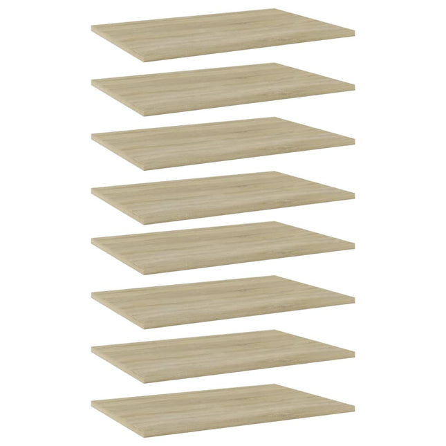 boghylder 8 stk. 60x40x1,5 cm konstrueret træ sonoma-eg
