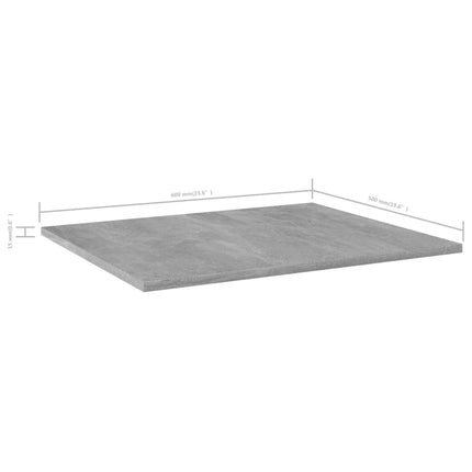 boghylder 4 stk. 60x50x1,5 cm spånplade betongrå